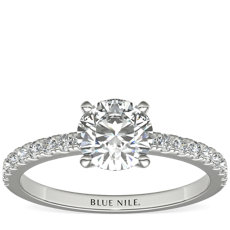 Petite Pavé Diamond Engagement Ring in 14k White Gold (0.24 ct. tw.)